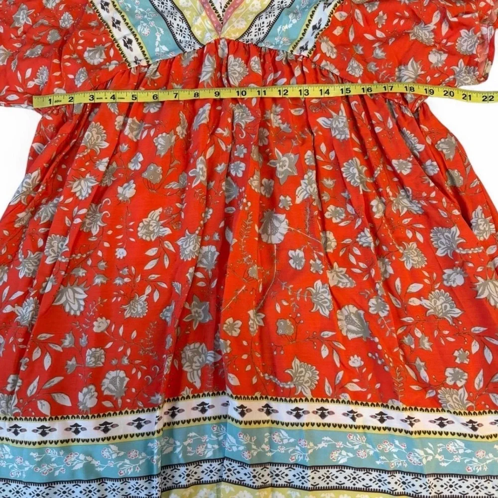 Haptics Floral Boho Peasant Dress Womens Small Festival Vacation Summer Colorful